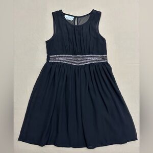 CRB Girl Sleeveless Fit and Flare Black Kids Dress w/ Embellished Waist Size 12